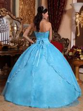Strapless Pretty Aqua Blue Quinceanera Dress With Appliques