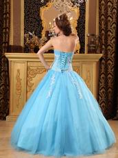 Sweet Heart Style Aqua Custom Made Quinceanera Dress Popular