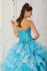 Sweet Heart Ruffled Cascade Skirt Aqua Quinceanera Dress Online