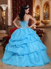 Aqua Floor Length Puffy Stylish Quinceanera Dress Low Price