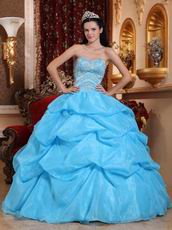 Aqua Floor Length Puffy Stylish Quinceanera Dress Low Price