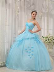 Ligh Aqua Blue Floor Length Young Girl Quinceanera Dress