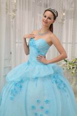 Ligh Aqua Blue Floor Length Young Girl Quinceanera Dress