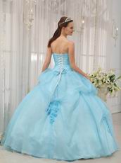 Ligh Aqua Blue Floor Length Young Girl Quinceanera Dress