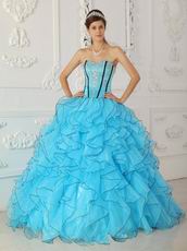 Sweetheart Ruffled Skirt Young Girls Aqua Quinceanera Gown