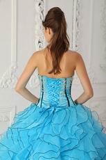 Sweetheart Ruffled Skirt Young Girls Aqua Quinceanera Gown