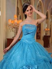 Sequins Fabric Azure Quinceanera Party Dress With Bowknot