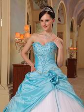 Light Sky Blue And White Sweetheart Quinceanera Dress