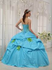 Strapless Dama Quinceanera Dress With Spring Green Flower