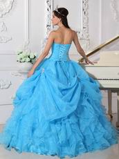 Aqua Blue Puffy Skitr Quinceanera Dresses Gowns For Cheap