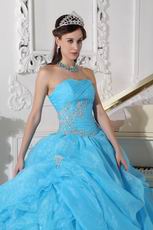 Aqua Blue Puffy Skitr Quinceanera Dresses Gowns For Cheap