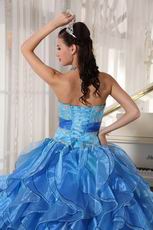 Muliti Blue Organza Fabric Clearance Designer Dress For Cheap