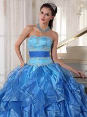 Muliti Blue Organza Fabric Clearance Designer Dress For Cheap