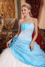 Fashion New White And Aqua Blue Quinceanera Dress