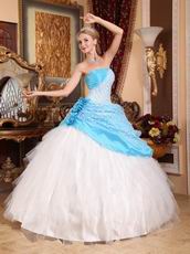 Fashion New White And Aqua Blue Quinceanera Dress