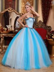 Contrast Color Aqua And WhiteSkirt Clearance Quinceanera Dress