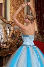 Contrast Color Aqua And WhiteSkirt Clearance Quinceanera Dress