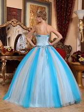 Contrast Color Aqua And WhiteSkirt Clearance Quinceanera Dress