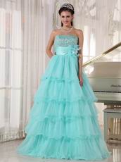 Minnesota Aqua Blue Layers Empire Skirt Prom Dress Cute