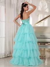 Minnesota Aqua Blue Layers Empire Skirt Prom Dress Cute