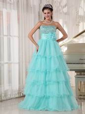 Minnesota Aqua Blue Layers Empire Skirt Prom Dress Cute