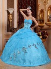 Cheap Aqua Blue 2014 Puffy Quinceanera Gown Clearance