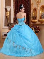 Cheap Aqua Blue 2014 Puffy Quinceanera Gown Clearance