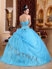 Cheap Aqua Blue 2014 Puffy Quinceanera Gown Clearance