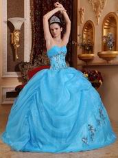 Cheap Aqua Blue 2014 Puffy Quinceanera Gown Clearance