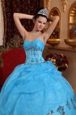 Cheap Aqua Blue 2014 Puffy Quinceanera Gown Clearance