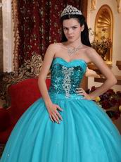 Popular Style Sky Blue Quinceanera Dress Flaring Sequin Bodice