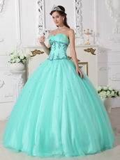 Sweetheart Pale Turquoise Beautiful Winter Quinceanera Dress