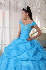 Off The Shoulder Aqua Quinceanera Dress Free Shipping