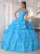 Off The Shoulder Aqua Quinceanera Dress Free Shipping