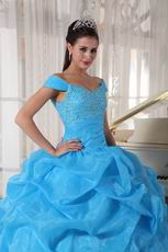 Off The Shoulder Aqua Quinceanera Dress Free Shipping