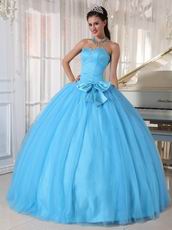 Young Girls Wear Aqua Quinceanera Dress With Bowknot Design