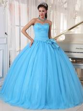Young Girls Wear Aqua Quinceanera Dress With Bowknot Design