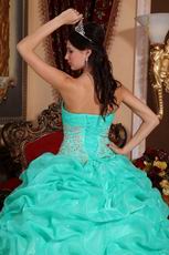 Aqua Floor Length Puffy Skirt Designer Quinceanera Dress