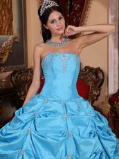 Sky Blue La Quiceanera Dress With Embroidery Emberllish