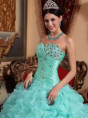 Light Sky Blue Sweetheart Ruffle Skirt Prom Ball Gown