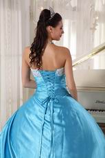 Bright Sky Blue Strapless Lace Quinceanera Dress