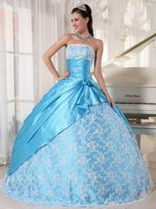 Bright Sky Blue Strapless Lace Quinceanera Dress