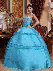 Deep Sky Blue Quinceanera Gown Looks Very Puffy