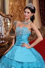 Deep Sky Blue Quinceanera Gown Looks Very Puffy