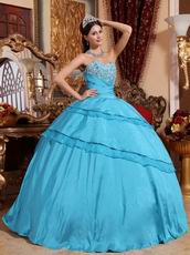 Deep Sky Blue Quinceanera Gown Looks Very Puffy