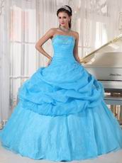 Floor Length Designer Aqua Blue Girls Quinceanera Party Dress