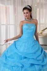 Floor Length Designer Aqua Blue Girls Quinceanera Party Dress