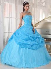 Floor Length Designer Aqua Blue Girls Quinceanera Party Dress