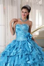 Beautiful Sky Blue Ruffles Skirt Quinceanera Dress Under $250