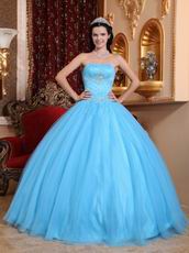 Strapless Aqua Blue Quinceanera Themes Dress Under 200 Dollars